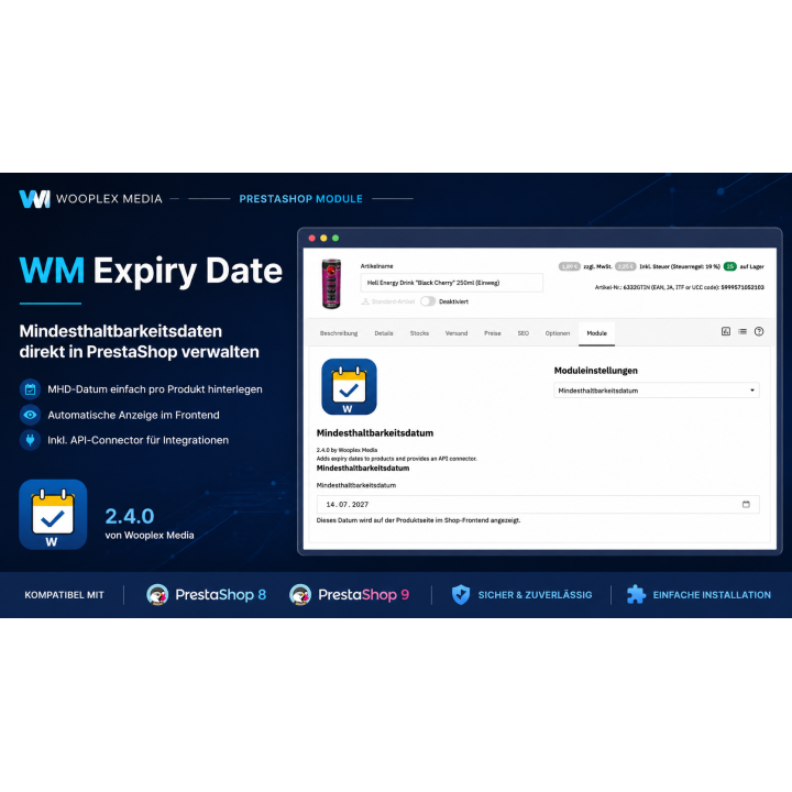 Product Expiry Date – Mindesthaltbarkeitsdaten für PrestaShop