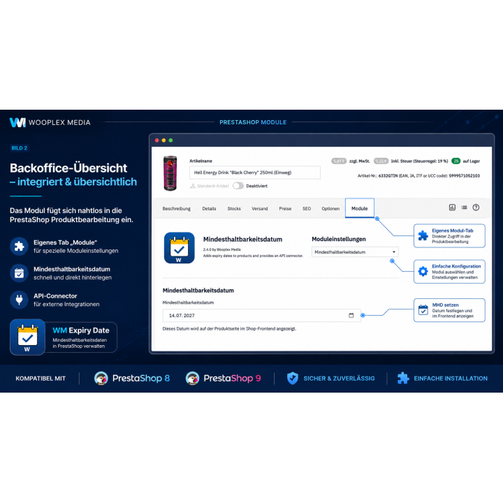 Product Expiry Date – Mindesthaltbarkeitsdaten für PrestaShop