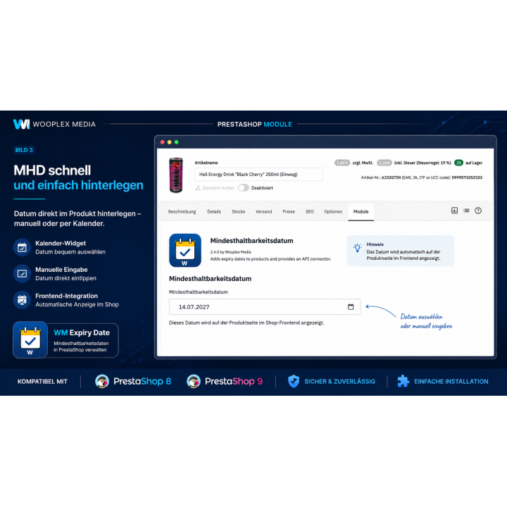 Product Expiry Date – Mindesthaltbarkeitsdaten für PrestaShop