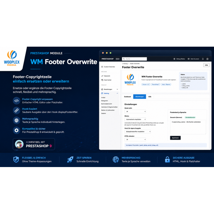 Footer Overwrite für PrestaShop