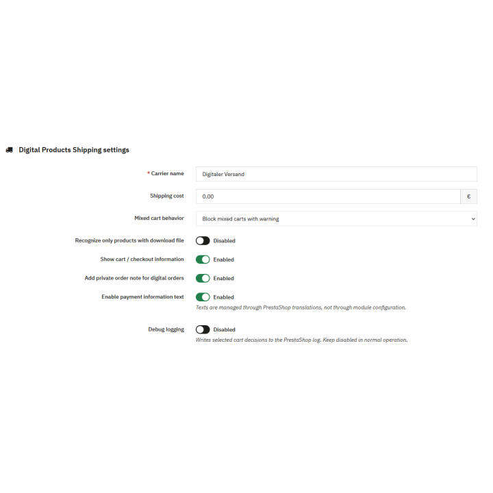Digital Products Shipping – Versandlogik für digitale PrestaShop Produkte