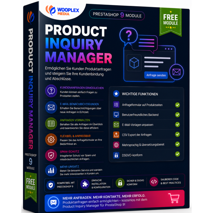 Product Inquiry Manager Free – Kostenloses Anfrage Modul für PrestaShop