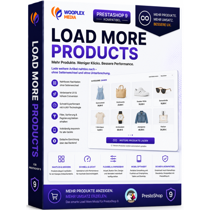 Weitere Artikel laden – kostenloses PrestaShop-9-Modul