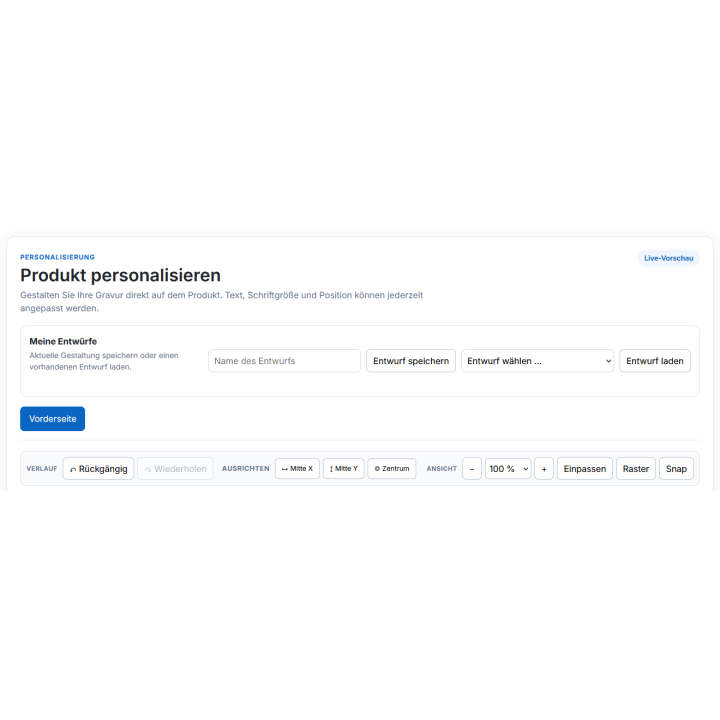 Gravurkonfigurator für PrestaShop – Texte, Motive & Logos