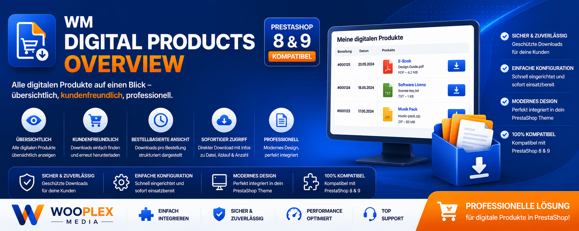 Digitale Produkte Übersicht für Admins