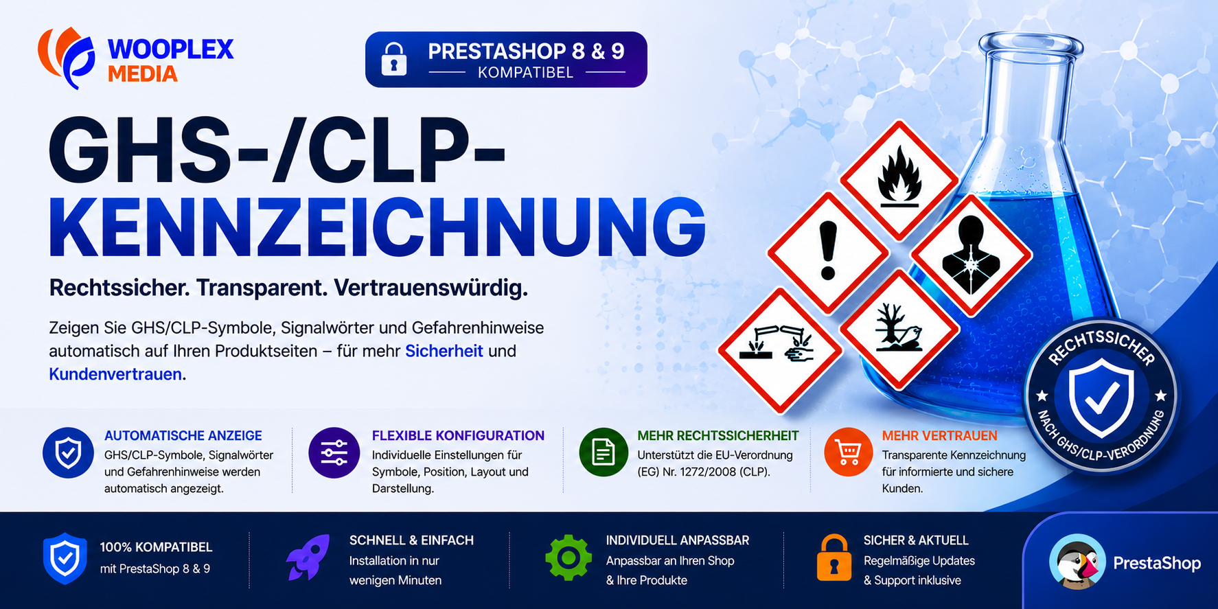 Gefahrstoffkennzeichnung im PrestaShop sauber pflegen: Das GHS Modul für PrestaShop 8 & 9