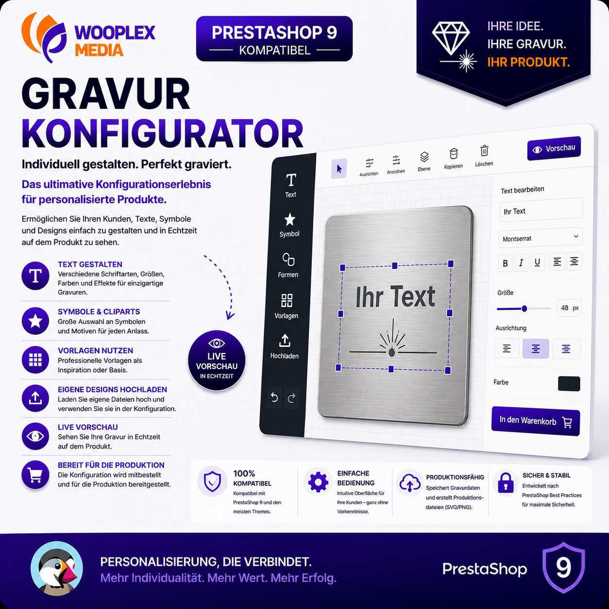 Gravurkonfigurator für PrestaShop: Personalisierte Produkte professionell online verkaufen