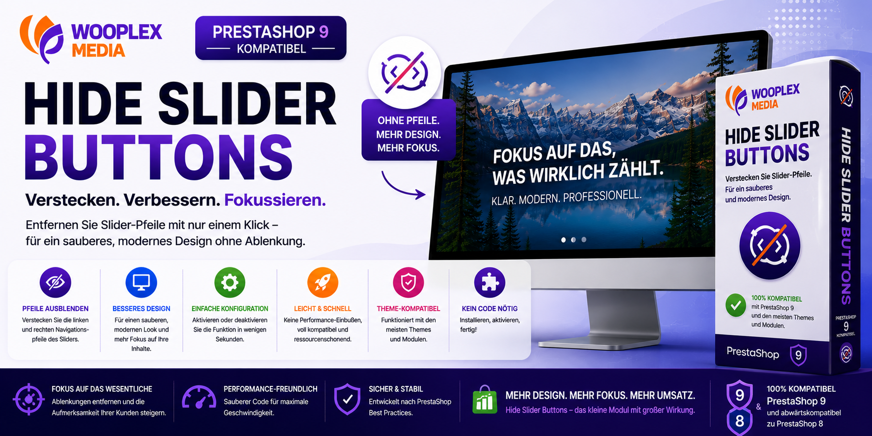 Slider-Pfeile in PrestaShop 9 ausblenden – kostenloses Modul für eine ruhigere Banner-Darstellung