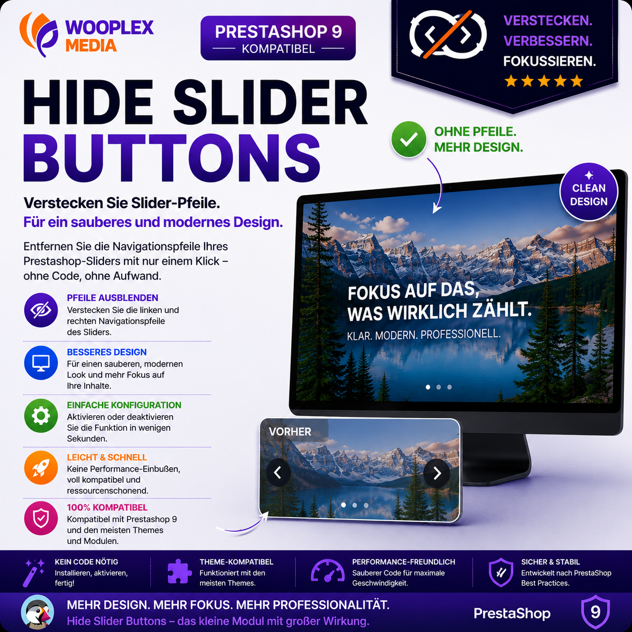 Slider-Pfeile in PrestaShop 9 ausblenden – kostenloses Modul für eine ruhigere Banner-Darstellung