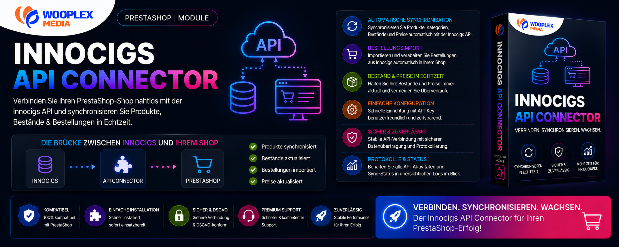 InnoCigs API Connector für PrestaShop 8 – sichere Schnittstelle für Bestand, Dropshipping und Tracking