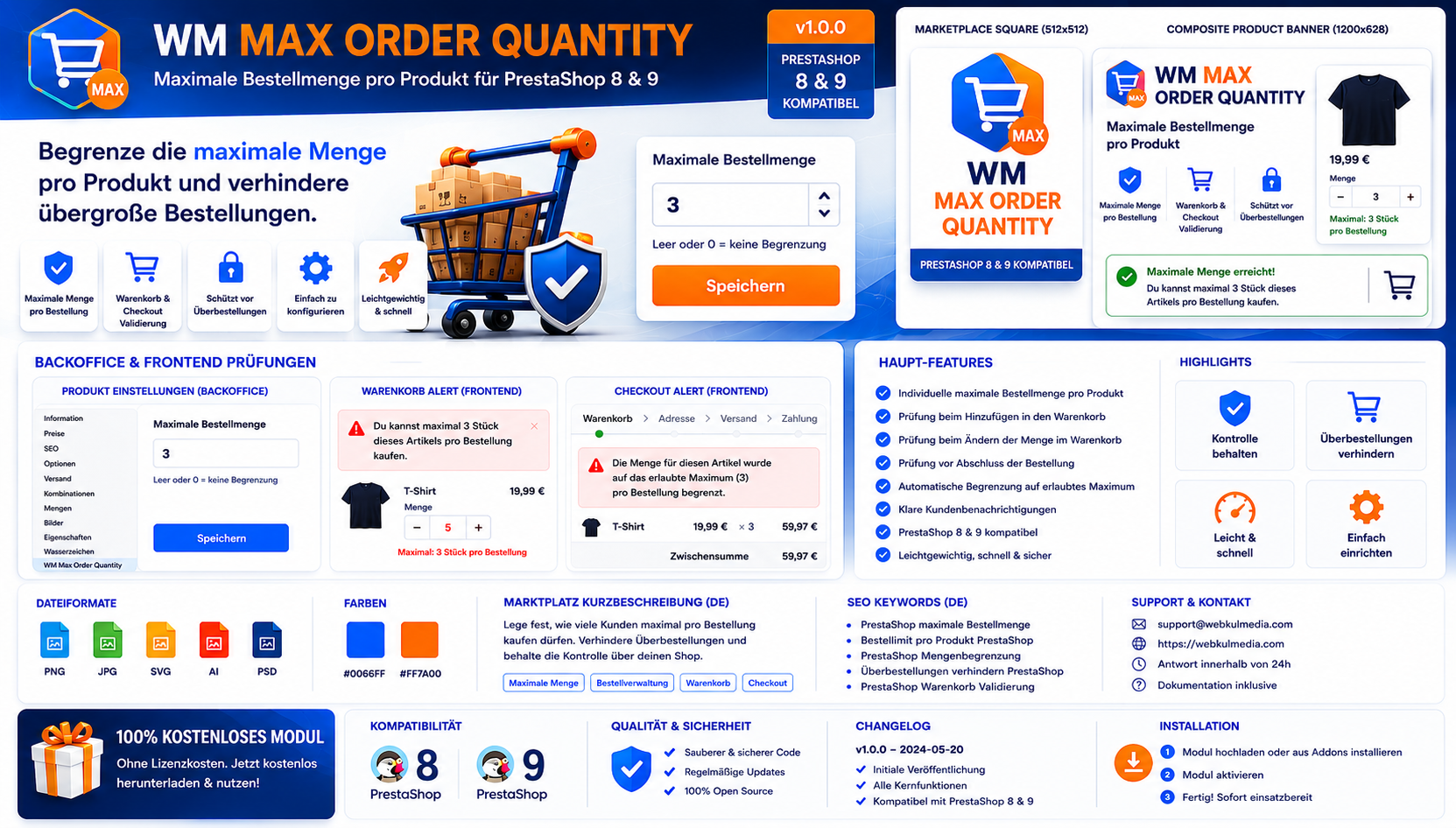 Kostenloses PrestaShop Modul: WM Maximum Order Quantity