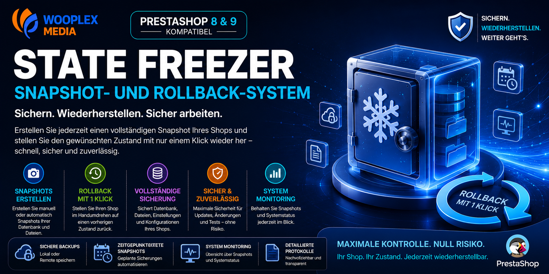 Wooplex Media State Freezer – Snapshot- und Rollback-System für PrestaShop