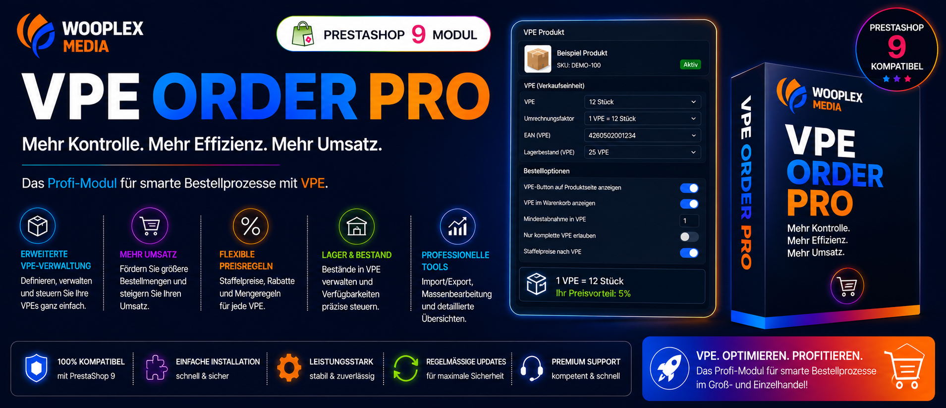 Verpflichtende Verpackungseinheiten und VPE-Preise in PrestaShop