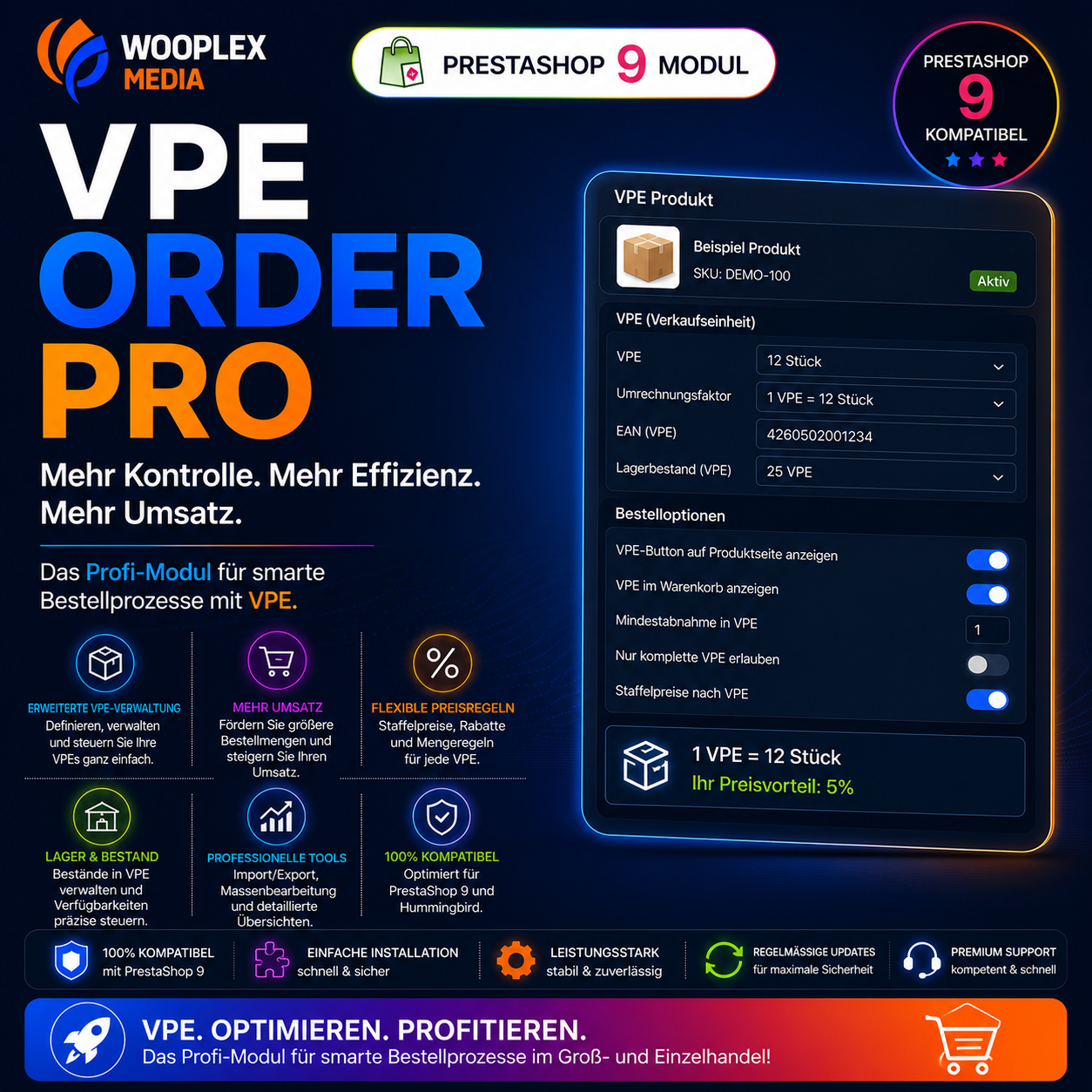 Verpflichtende Verpackungseinheiten und VPE-Preise in PrestaShop